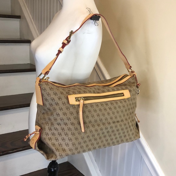 Vintage Dooney Bourke Brown Jacquard Monogram Top Zipper Hobo Shoulder Bag NWOT - Picture 15 of 15